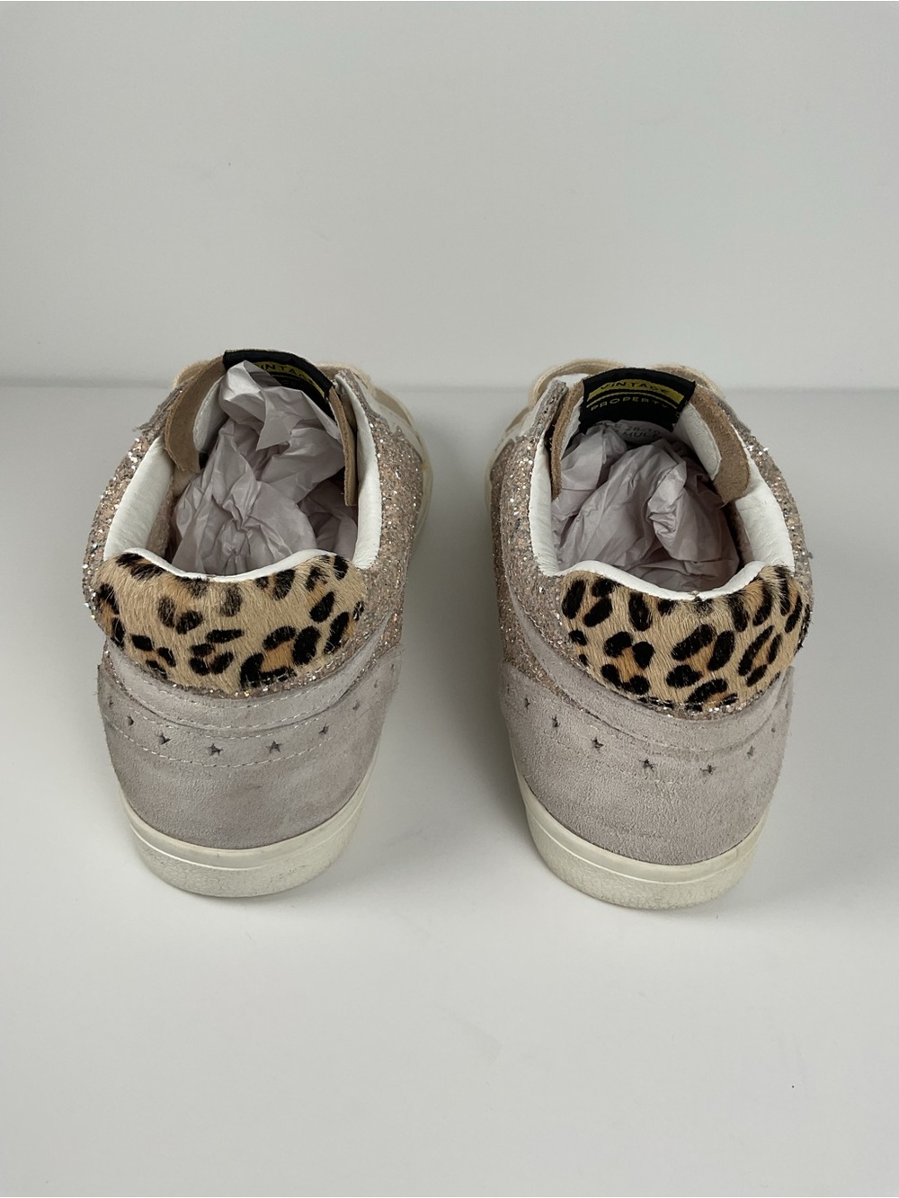 Vintage Havana Glitter Star Sneakers Women’s Size 10 Beige Leopard Shoes - Picture 7 of 14
